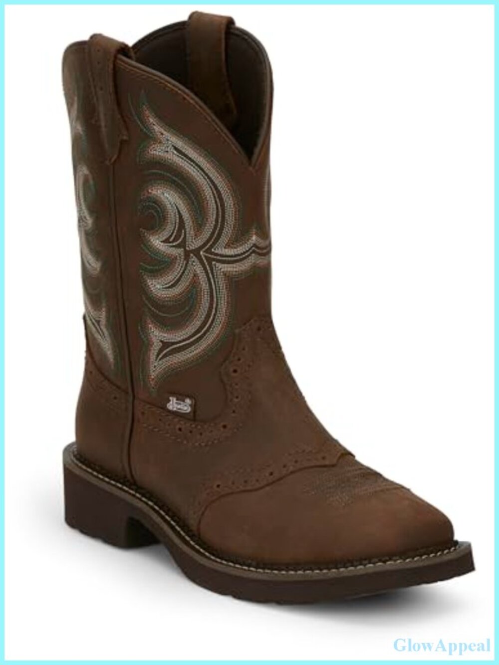 Western Cowboy Boots 11 Inch Distressed Leather Square Toe Mid-Calf